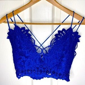 Peach Love California Lace Bralette – Royal Blue – Size Large Boho